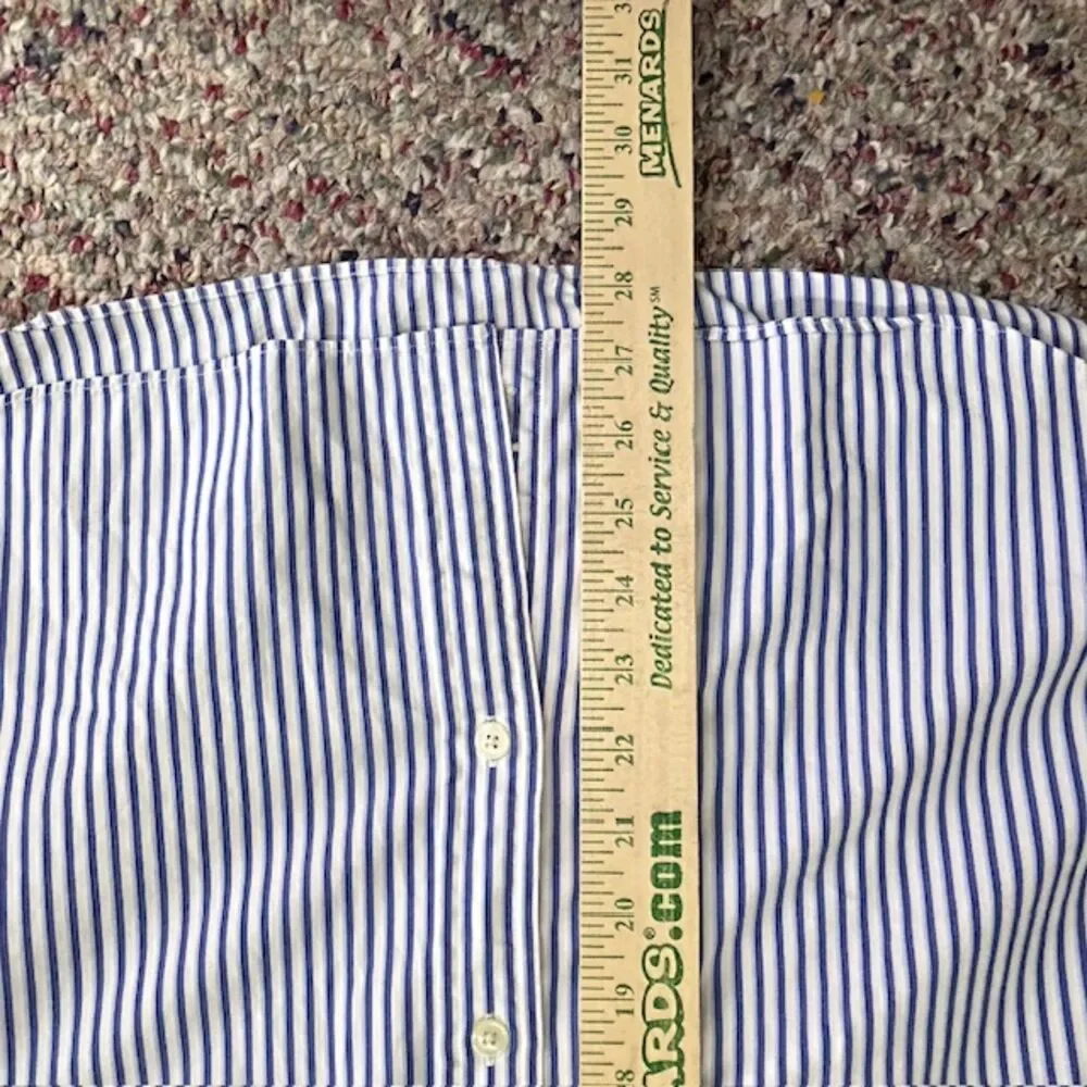 J. Crew Men's Blue White Stripe 2 Ply Cotton LS Button Front Shirt Size M